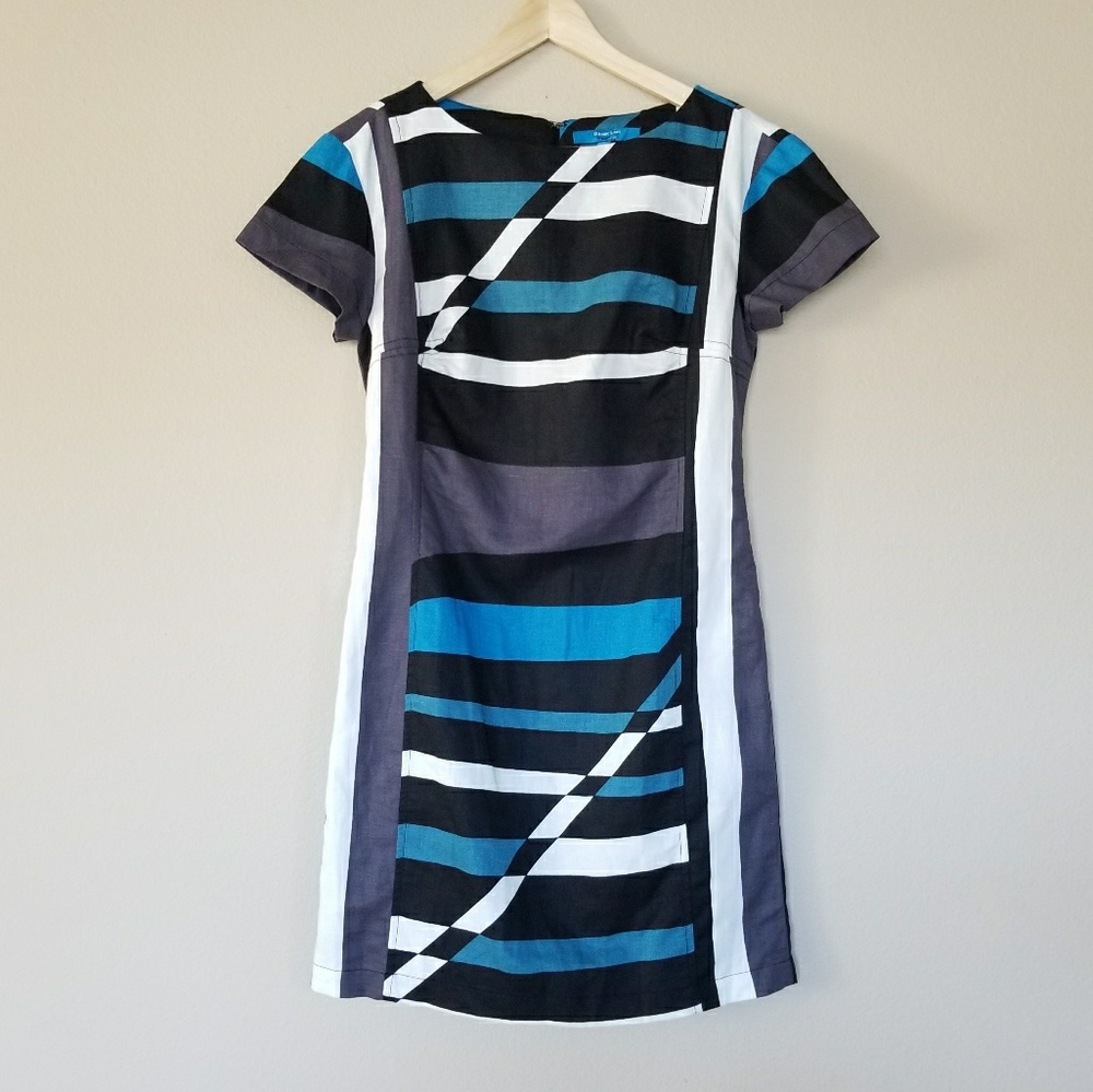 Derek Lam Geometric Linen Mini Dress
